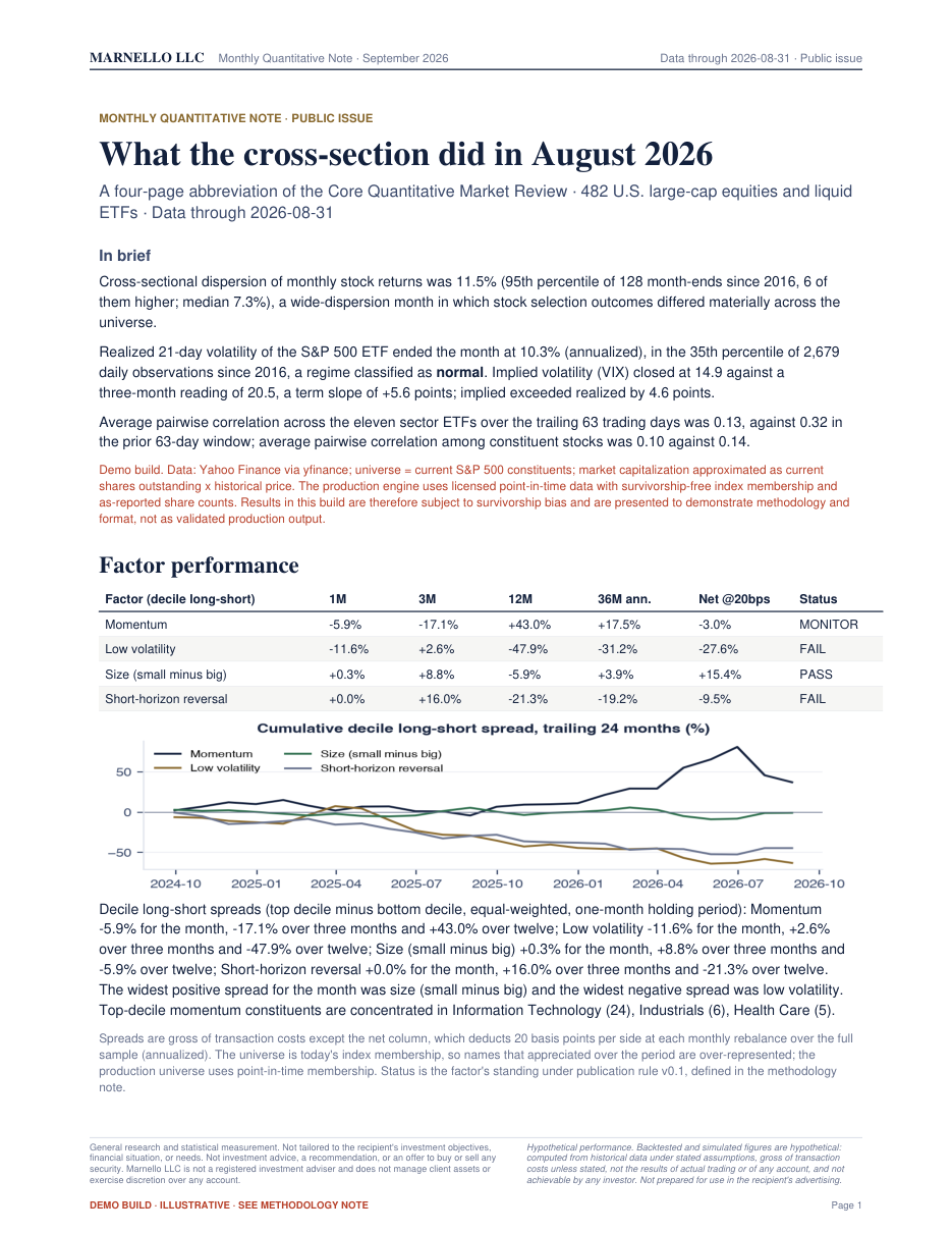 Monthly Quantitative Note, September 2026, page 1